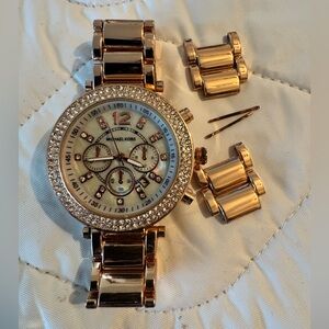 Michael Kors Rose Gold Watch with Crystal Bezel